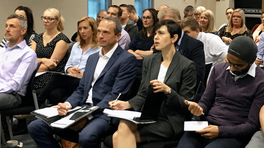 Businessman and women at conference